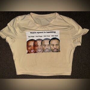 Cream Graphic women’s crop top funny finance meme viral NEW Shirt